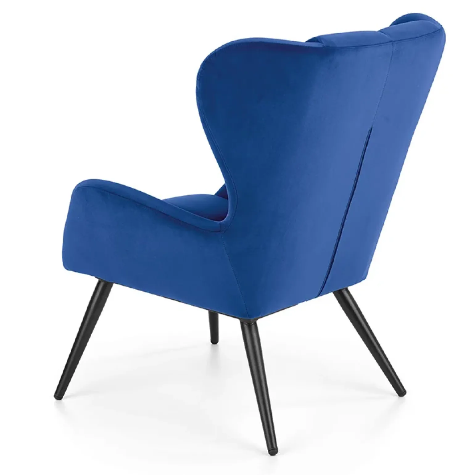 Poltrona imbottita in tessuto velluto blu nero Polly