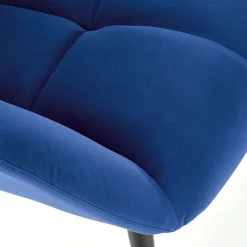 Poltrona imbottita in tessuto velluto blu nero Polly