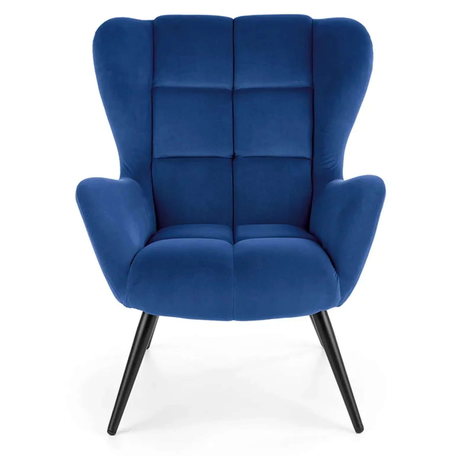 Poltrona imbottita in tessuto velluto blu nero Polly