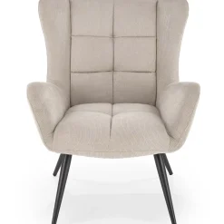 Poltrona imbottita in tessuto beige nero Snooz