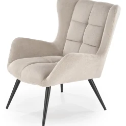 Poltrona imbottita in tessuto beige nero Snooz