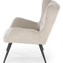 Poltrona imbottita in tessuto beige nero Snooz