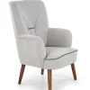 Poltrona imbottita in tessuto gambe in noce grigio Romina