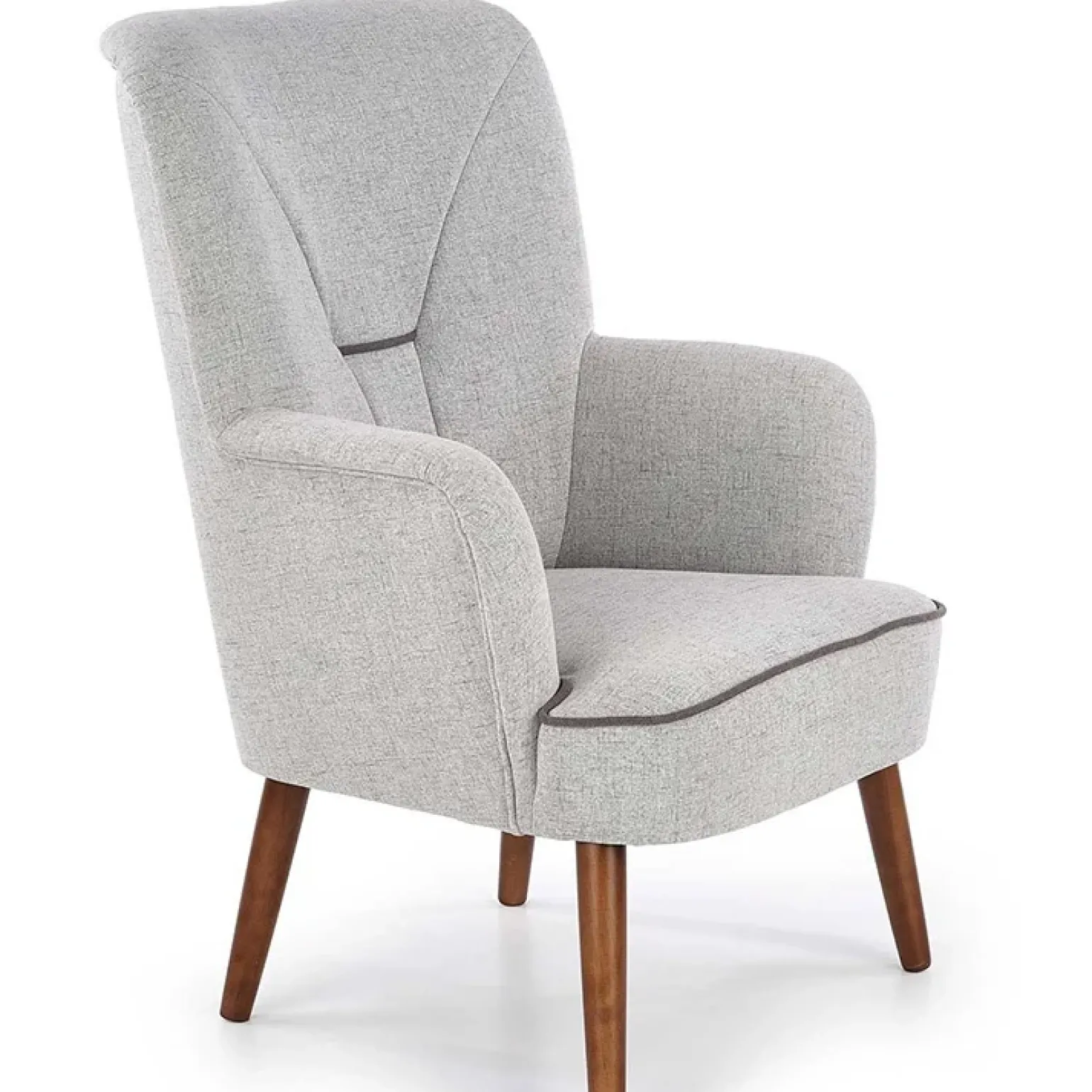 Poltrona imbottita in tessuto gambe in noce grigio Romina