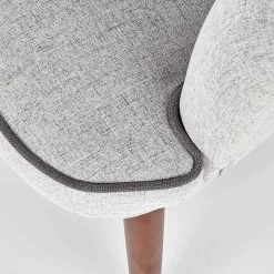 Poltrona imbottita in tessuto gambe in noce grigio Romina
