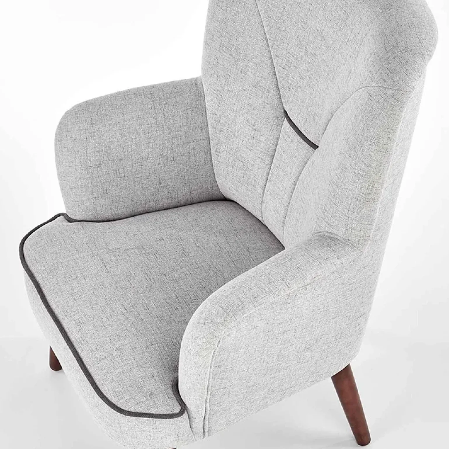 Poltrona imbottita in tessuto gambe in noce grigio Romina