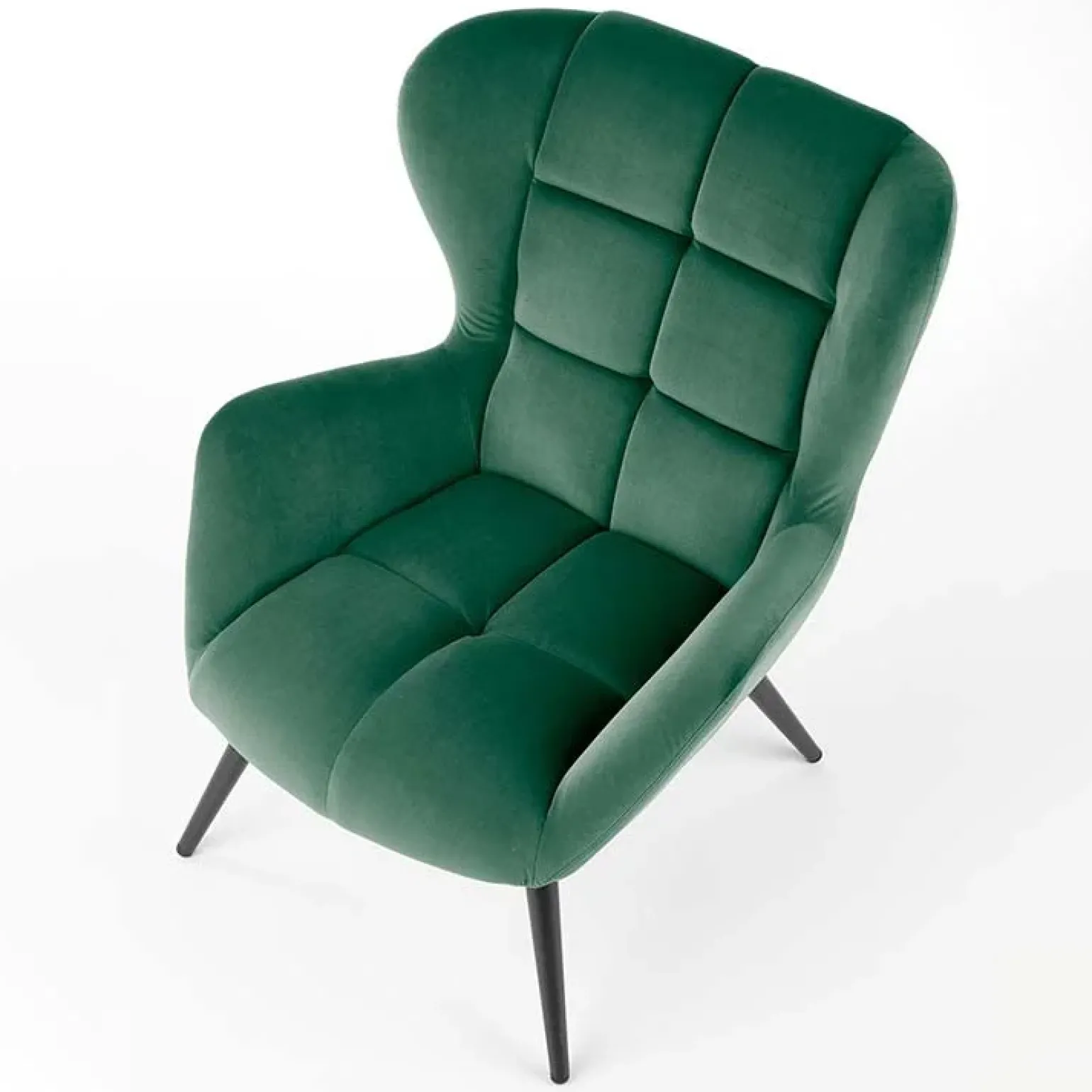 Poltrona imbottita in tessuto velluto verde scuro nero Polly