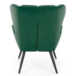 Poltrona imbottita in tessuto velluto verde scuro nero Polly