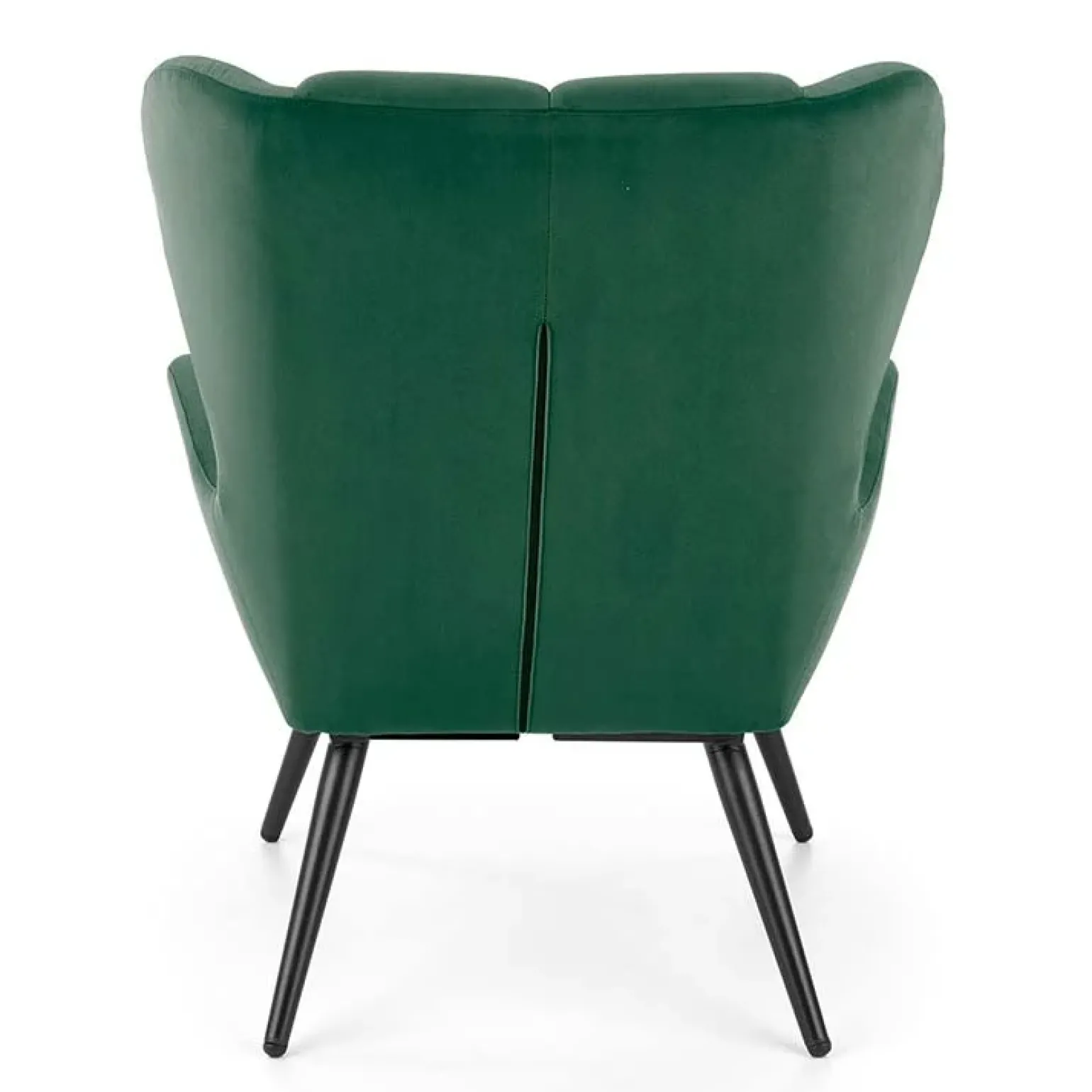 Poltrona imbottita in tessuto velluto verde scuro nero Polly