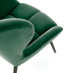 Poltrona imbottita in tessuto velluto verde scuro nero Polly