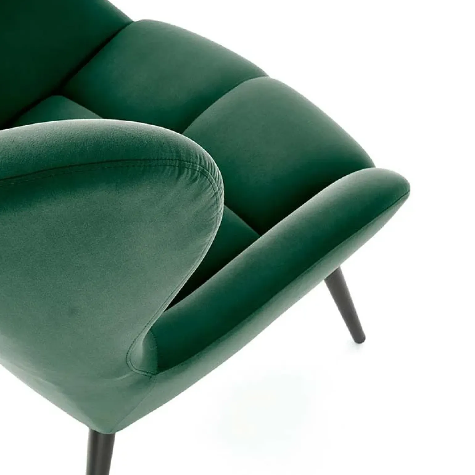 Poltrona imbottita in tessuto velluto verde scuro nero Polly