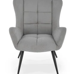 Poltrona imbottita in tessuto grigio nero Snooz