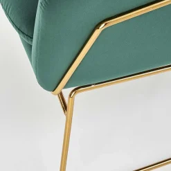 Poltrona imbottita in velluto verde gambe in oro Erminia 3
