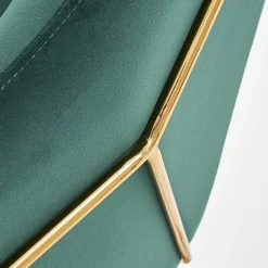 Poltrona imbottita in velluto verde gambe in oro Erminia 3
