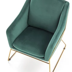 Poltrona imbottita in velluto verde gambe in oro Erminia 3
