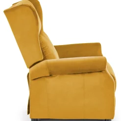 Poltrona reclinabile imbottita in velluto giallo senape Cassiopea