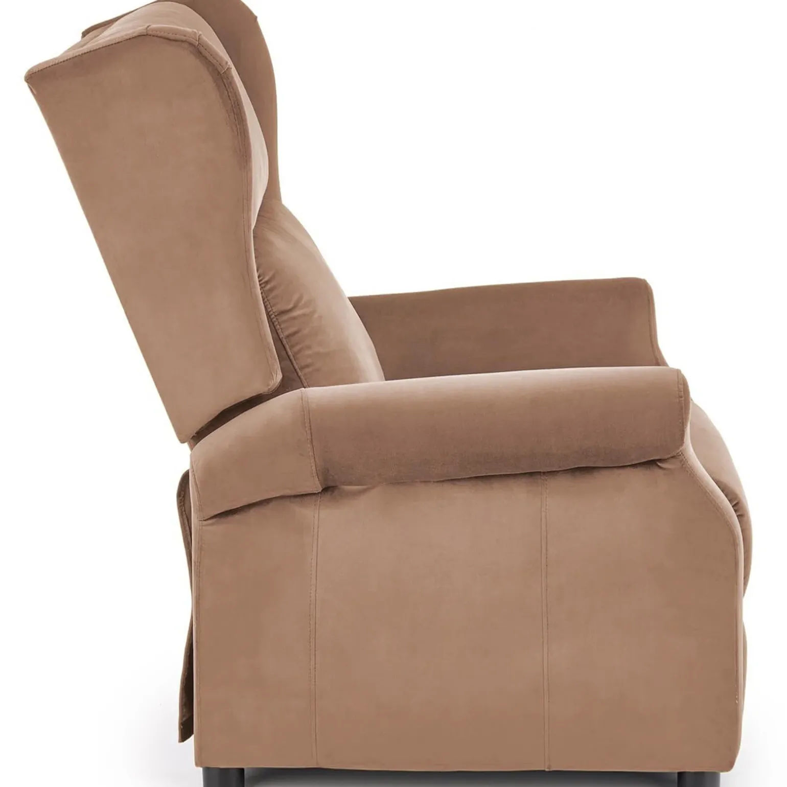 Poltrona reclinabile imbottita in velluto beige Cassiopea