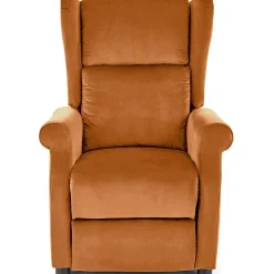 Poltrona reclinabile imbottita in velluto arancio terracotta Cassiopea