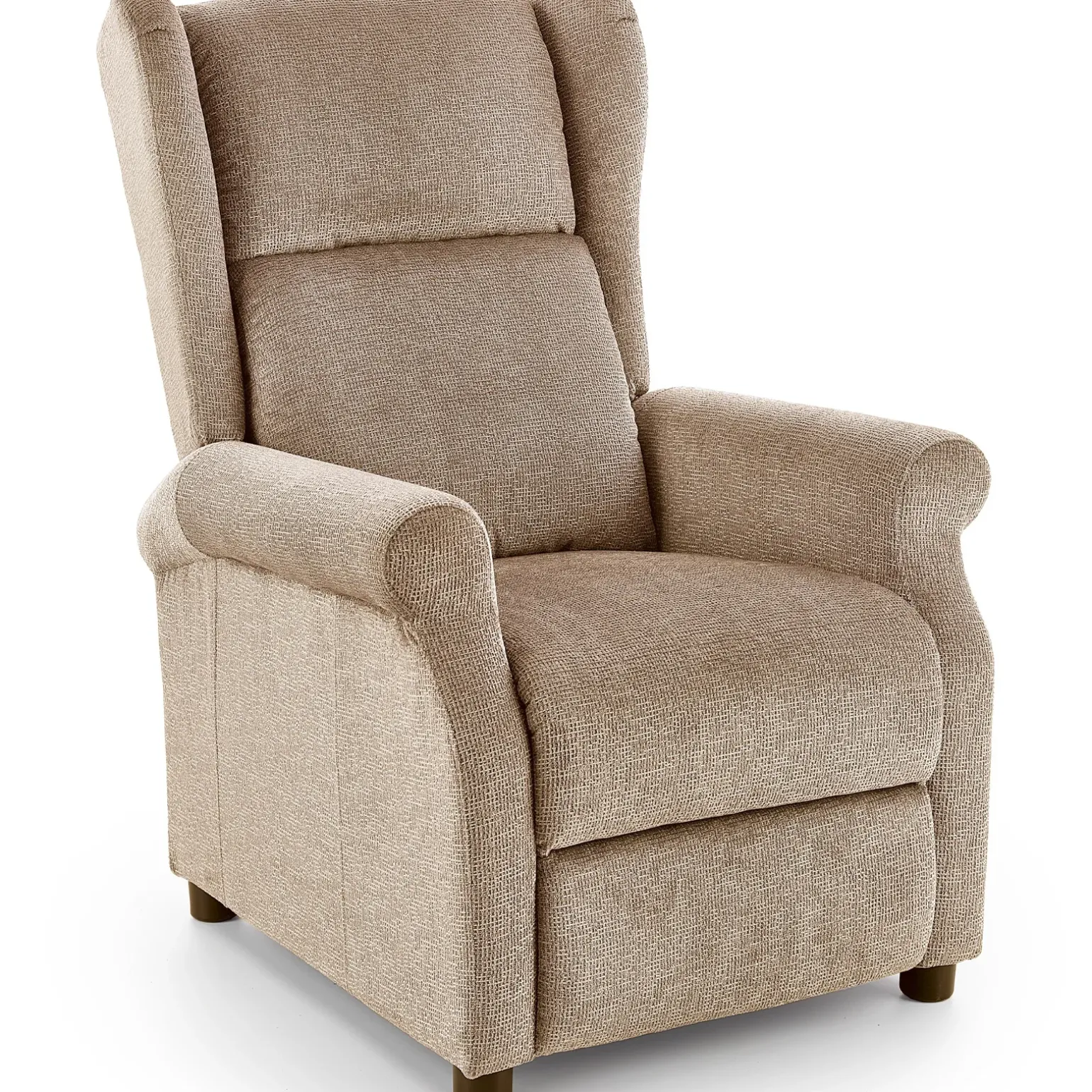 Poltrona reclinabile imbottita in tessuto beige Cassiopea
