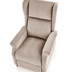 Poltrona reclinabile imbottita in tessuto beige Cassiopea