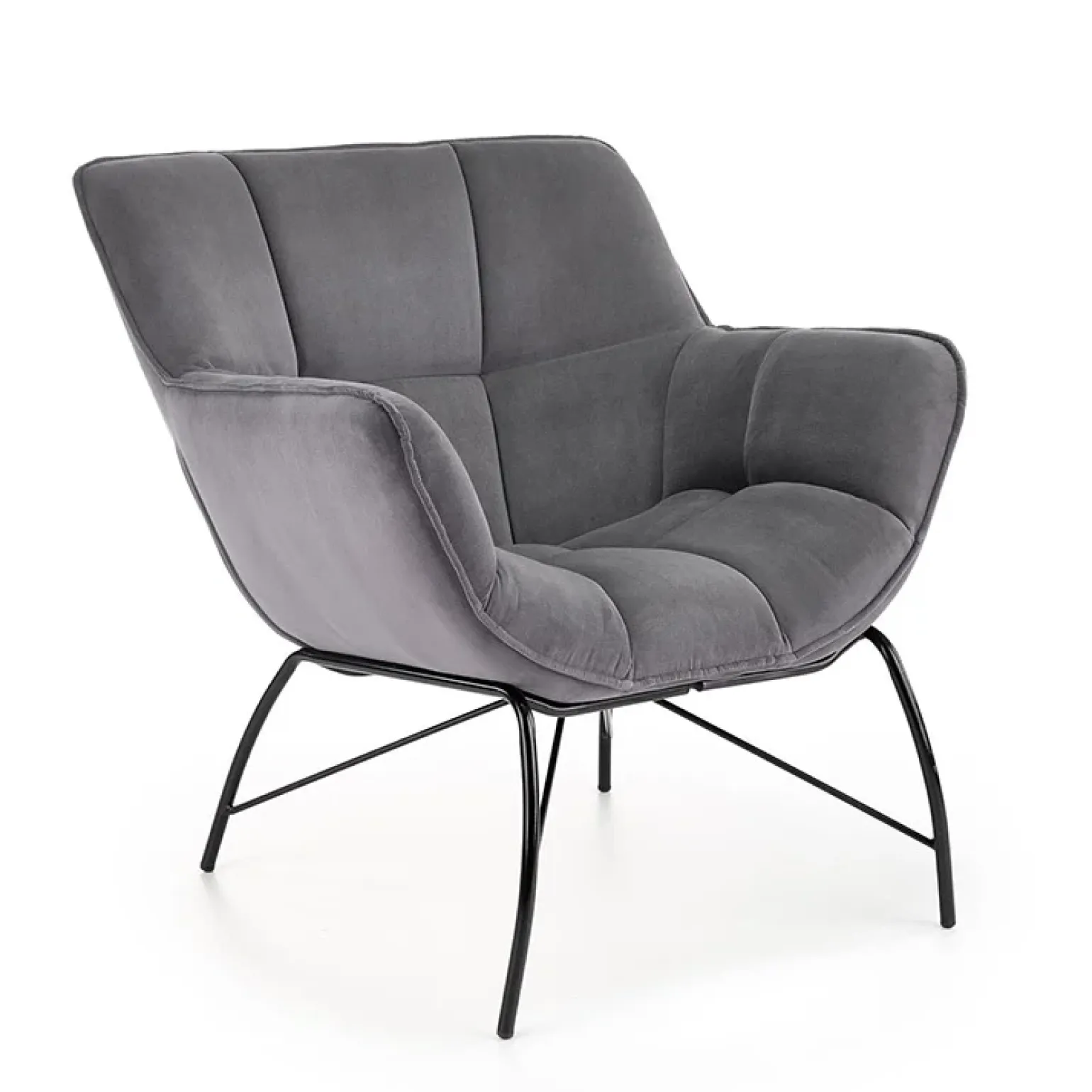 Poltrona relax da sala in velluto grigio nero Indiana