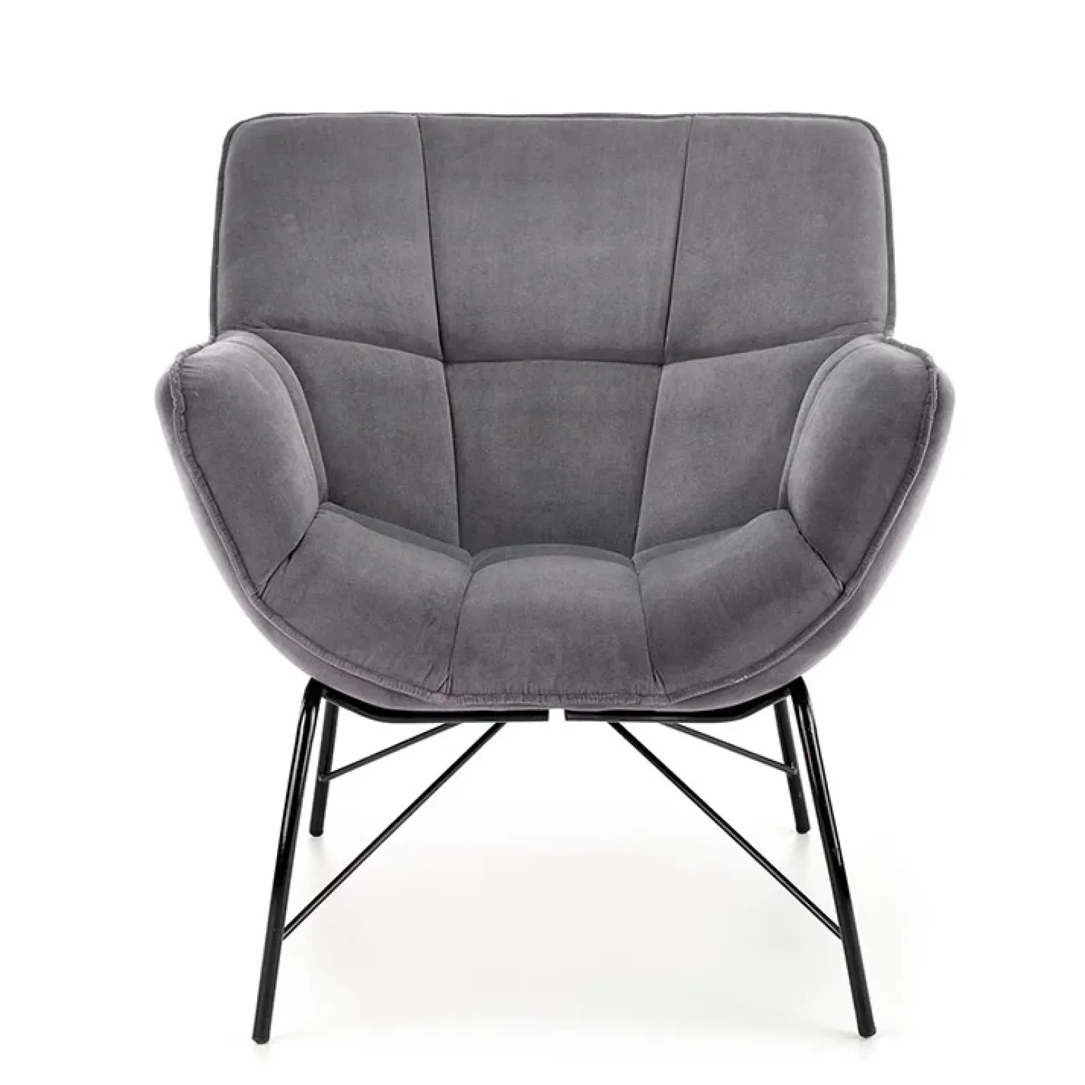 Poltrona relax da sala in velluto grigio nero Indiana