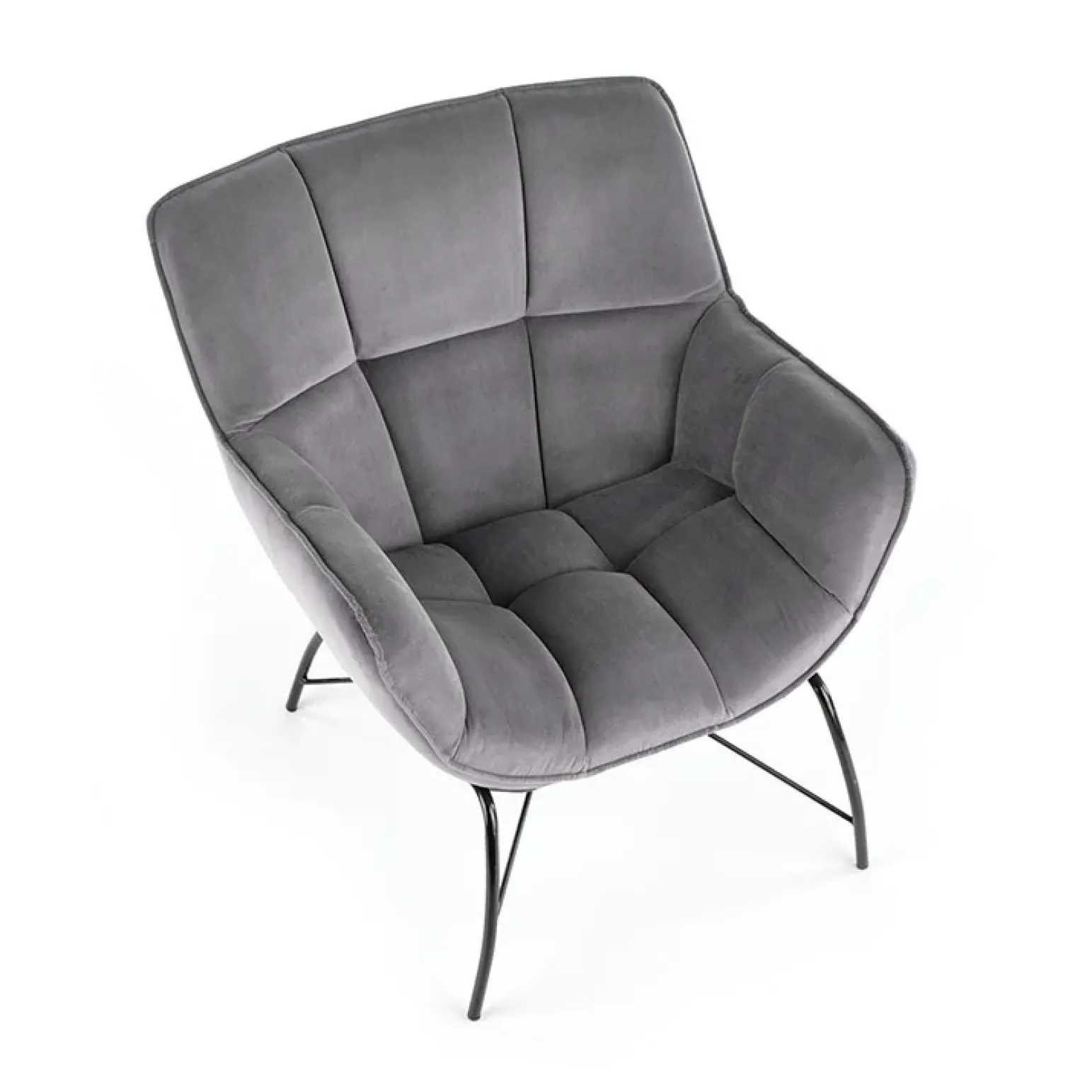 Poltrona relax da sala in velluto grigio nero Indiana