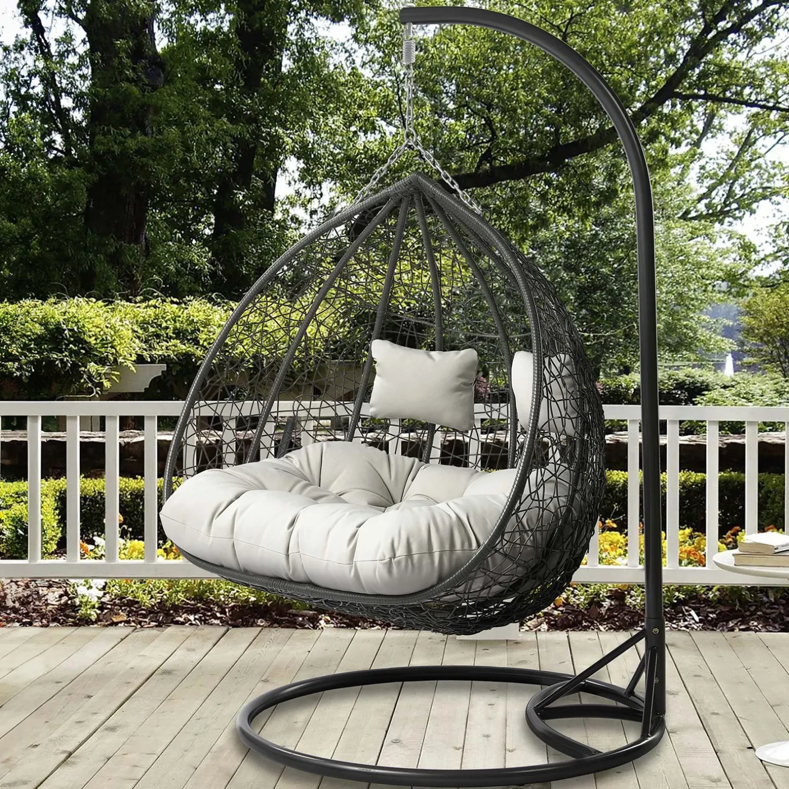 Poltrona sospesa 2 posti da giardino 120x200h cm grigio con cuscini Ibisco