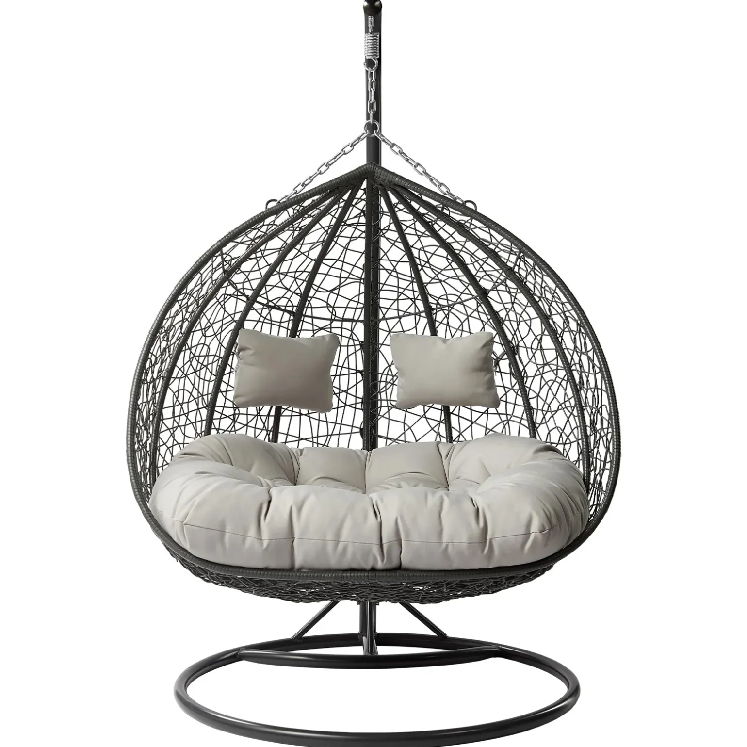 Poltrona sospesa 2 posti da giardino 120x200h cm grigio con cuscini Ibisco