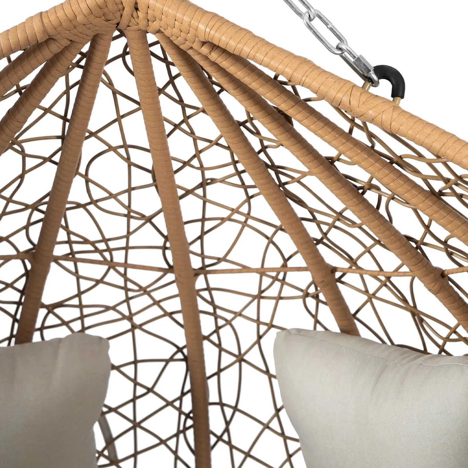 Poltrona sospesa 2 posti da giardino 120x200h cm marrone con cuscino beige Ibisco