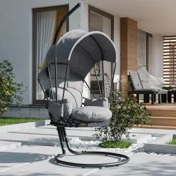 Poltrona sospesa a dondolo da giardino 136x196h cm grigio Flora
