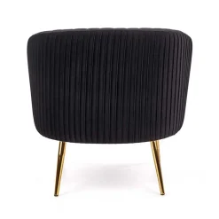 Poltroncina design in velluto nero con gambe oro Romance