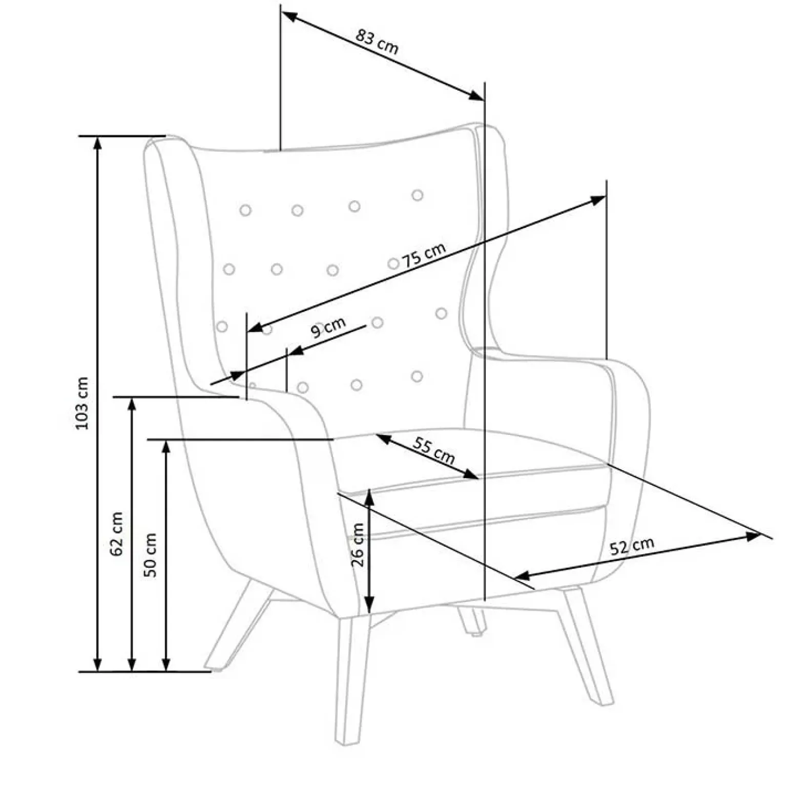 Poltroncina imbottita in velluto giallo legno naturale Seven