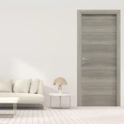 Porta battente reversibile per interni 80x210h cm rovere grigio Niagara