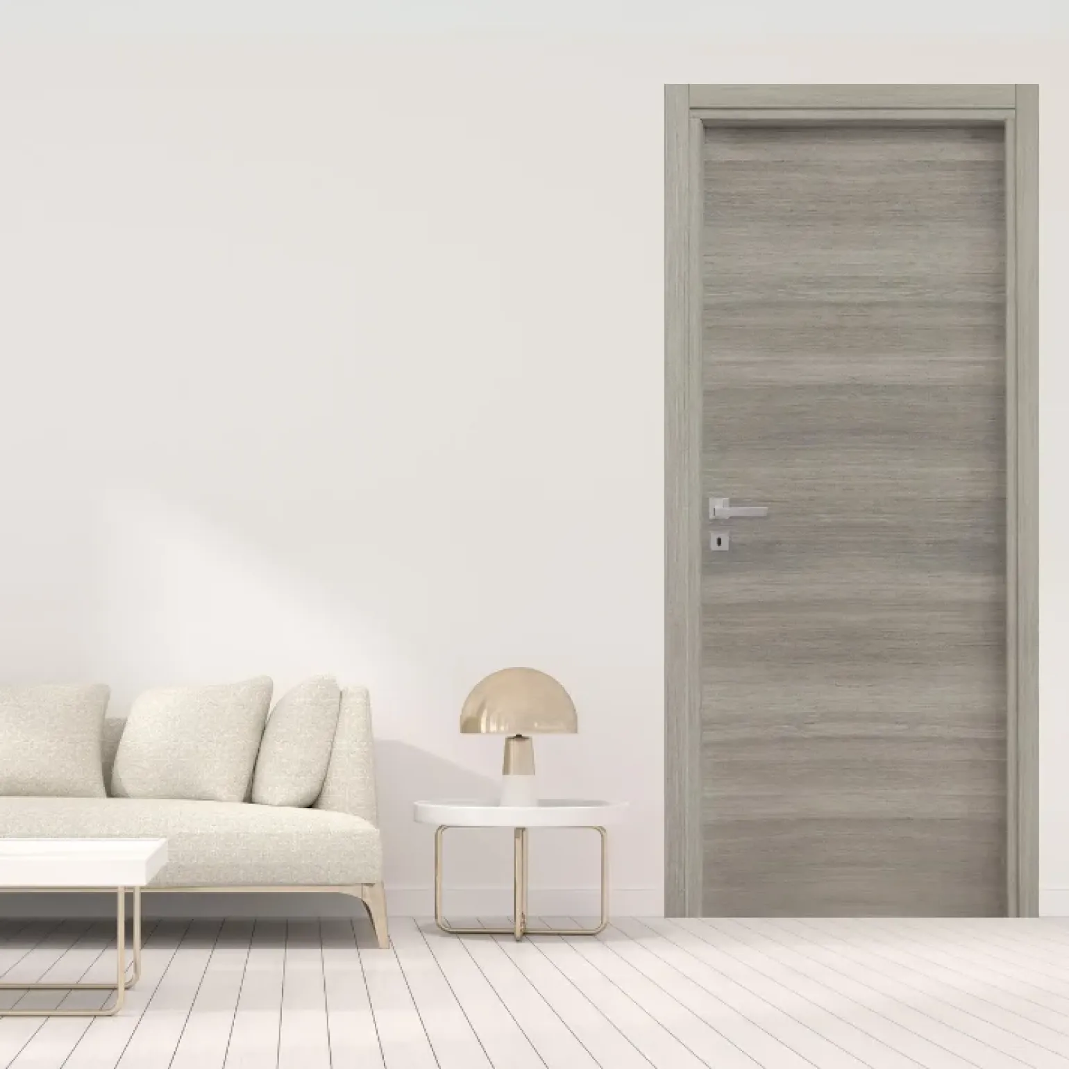 Porta battente reversibile per interni 80x210h cm rovere grigio Niagara
