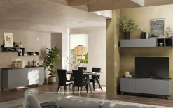 Porta TV 181x72h cm 3 ante grigio scuro antracite Jonson