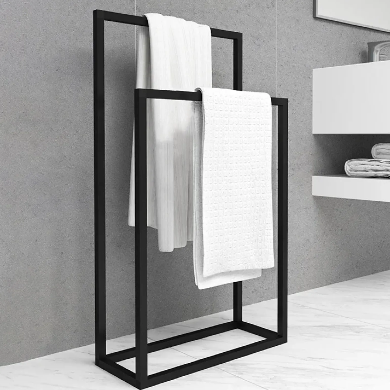 Portasciugamani da bagno 50x89cm metallo nero Yapen