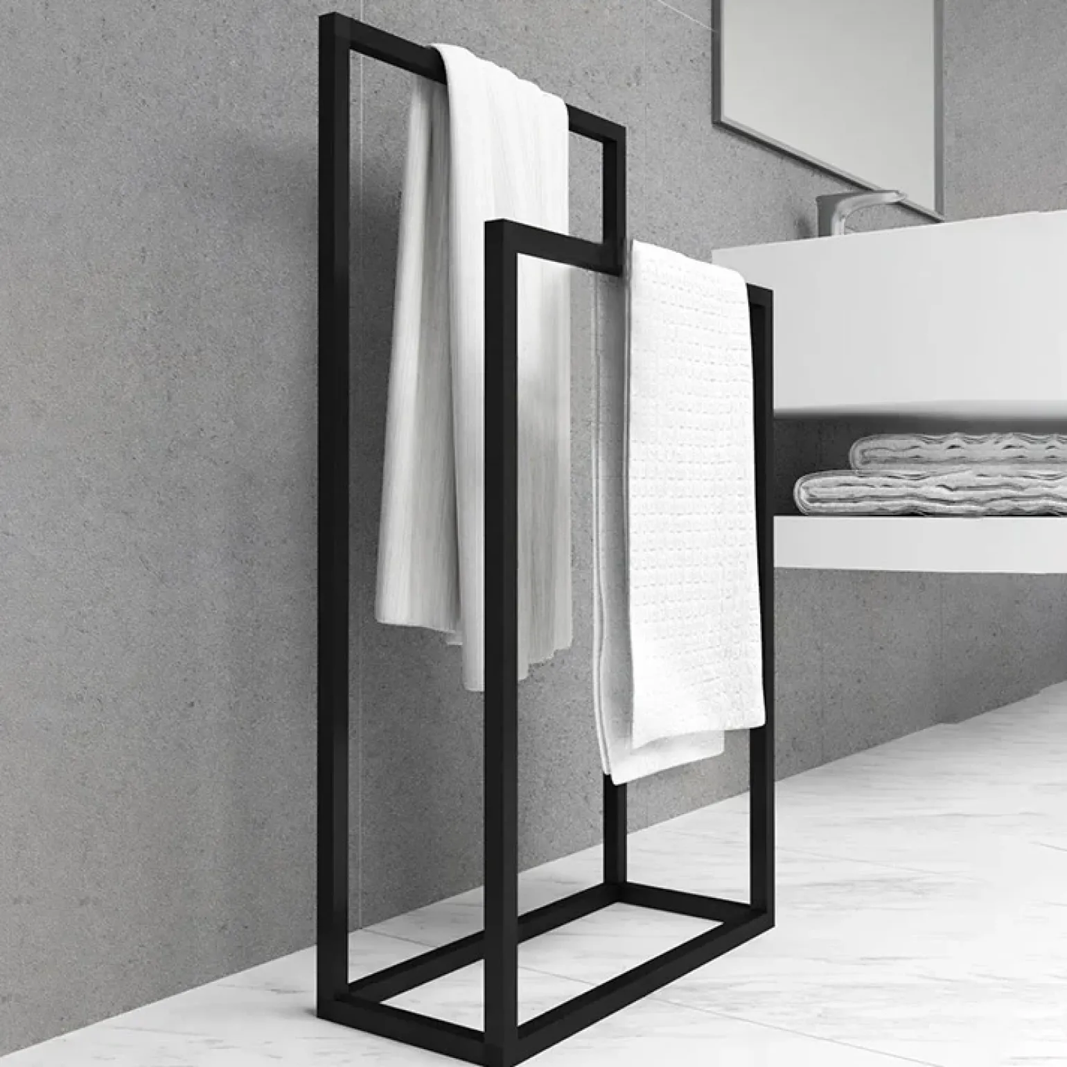 Portasciugamani da bagno 50x89cm metallo nero Yapen