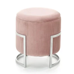 Pouf da salotto contenitore in velluto rosa Franklin