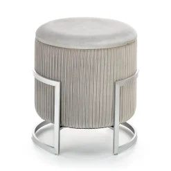 Pouf da salotto contenitore in velluto grigio chiaro Franklin