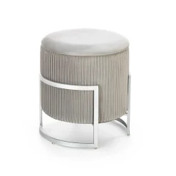 Pouf da salotto contenitore in velluto grigio chiaro Franklin