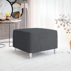 Pouf imbottito in tessuto 65x56cm grigio scuro Titus