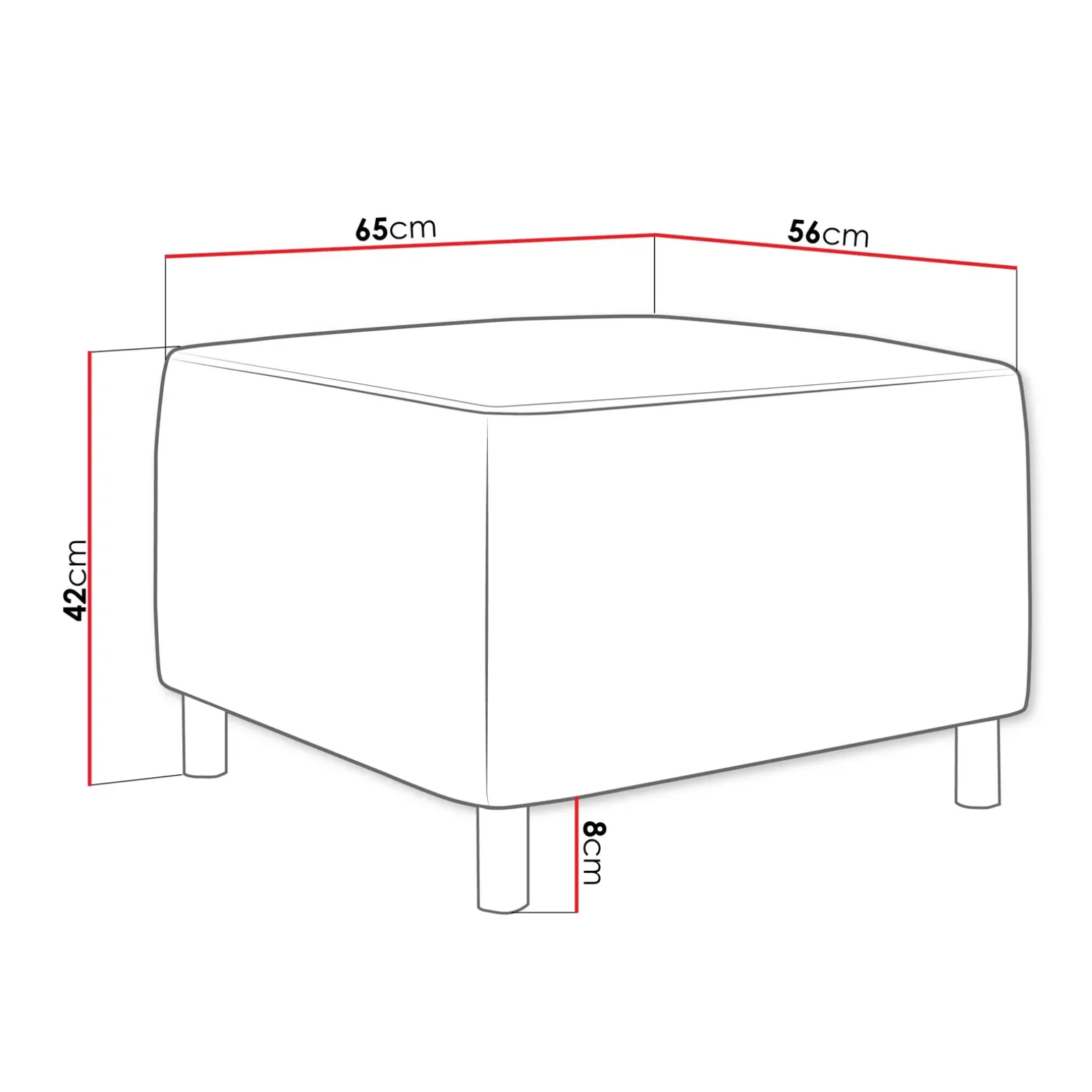 Pouf imbottito in tessuto 65x56cm grigio scuro Titus