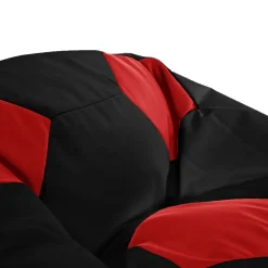 Pouf poltrona sacco palla da calcio ecopelle nero rosso Lionel