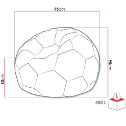 Pouf poltrona sacco palla da calcio ecopelle nero rosso Lionel