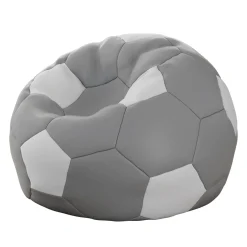 Pouf poltrona sacco palla da calcio ecopelle grigio bianco Lionel
