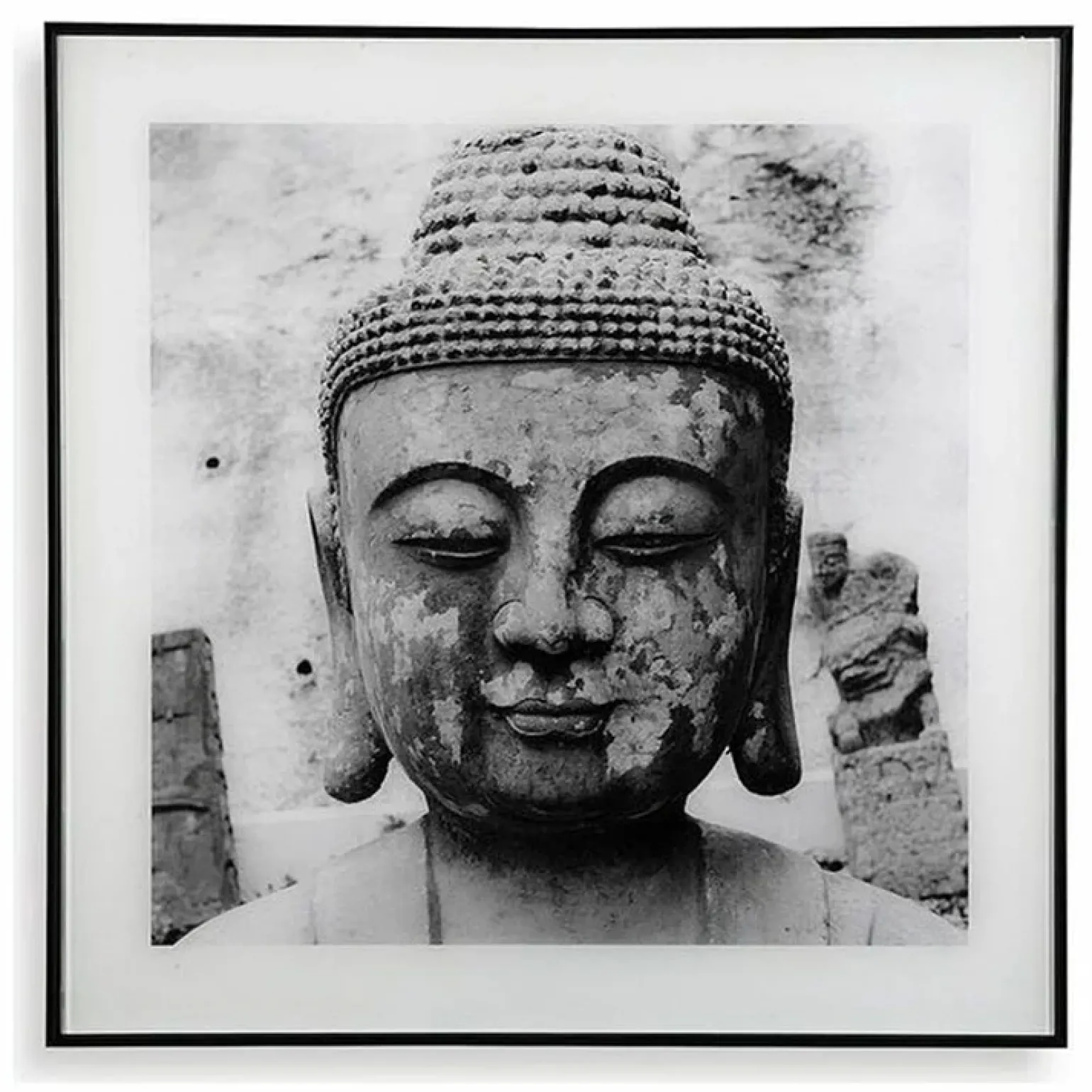 Quadro da parete design con stampa Buddha 50x50cm bianco nero Roia
