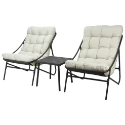 Salotto da giardino 2 posti con cuscini e tavolino antracite beige Aurelia