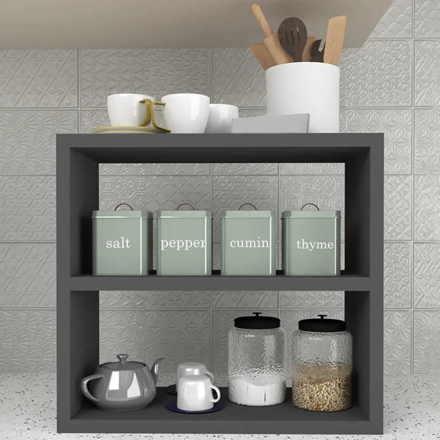 Scaffale da cucina 44x40h cm moderno antracite Grecia