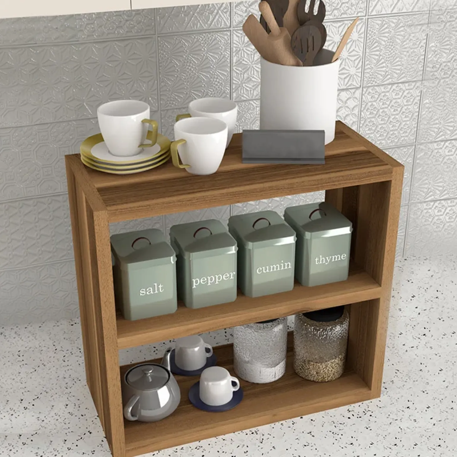 Scaffale da cucina 44x40h cm moderno noce Grecia